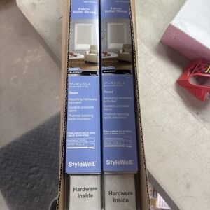 2x Stylewell Cordless Blackout Roller Shade Fabric Taupe Cut to Size 37.25" W